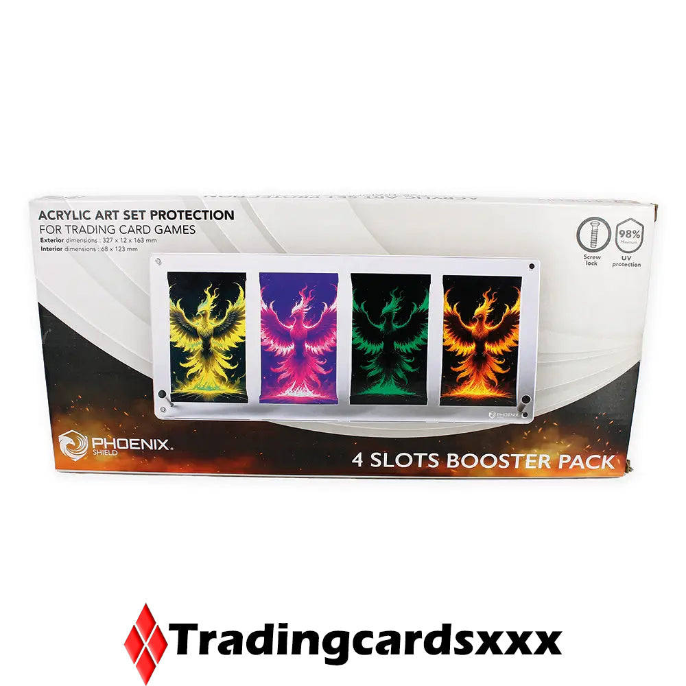 Phoenix Shield - Présentoir en acrylique boosters Pokémon : 4 Slots Booster Pack