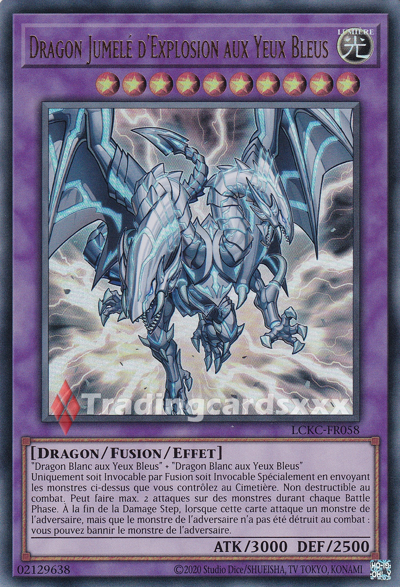 Yu-Gi-Oh! Dragon Jumelé d'Explosion aux Yeux Bleus : UR LCKC-FR058