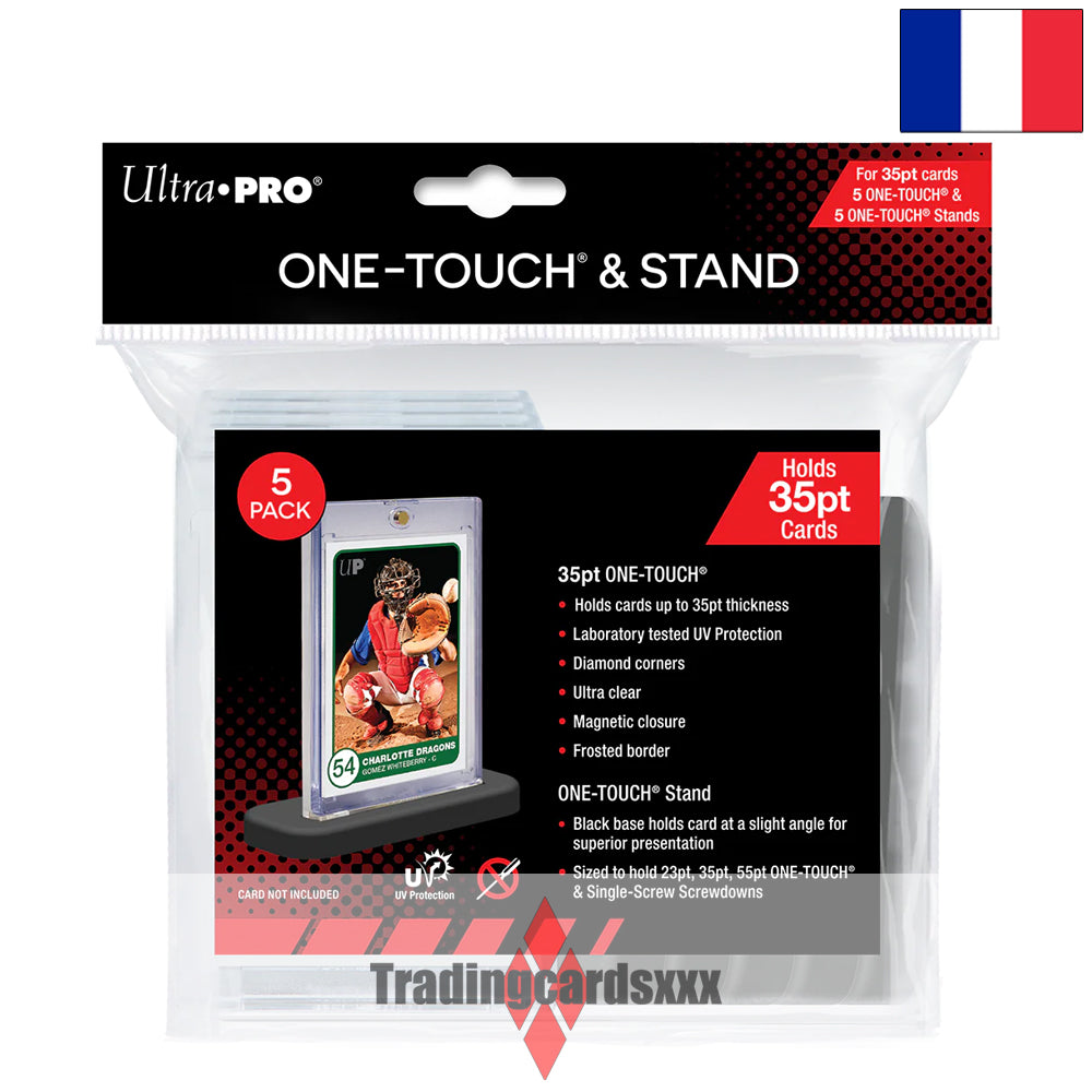 Ultra PRO - Lot de 5 Protection en acrylique magnétique et 5 supports : One-Touch 35pt & Stand