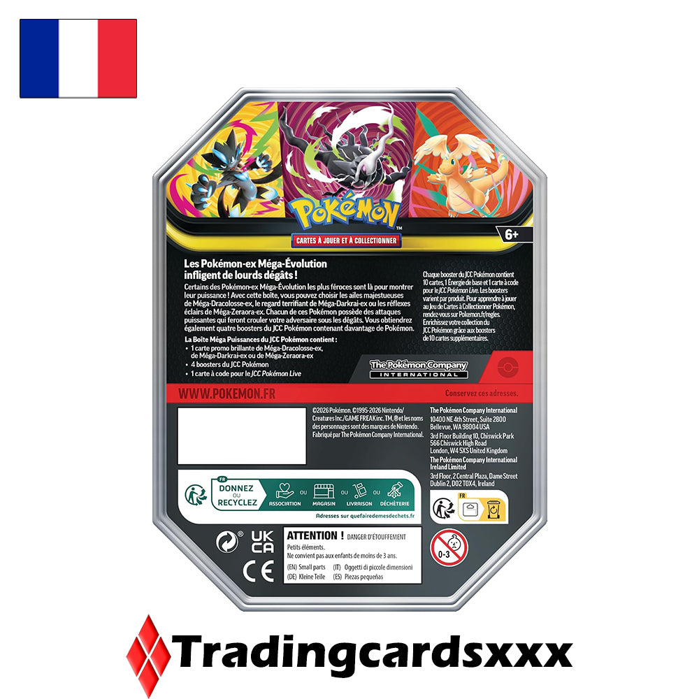 Pokémon - Lot de 3 Pokébox Méga Puissances Aout 2026 : Zeraora, Darkrai et Dracolosse