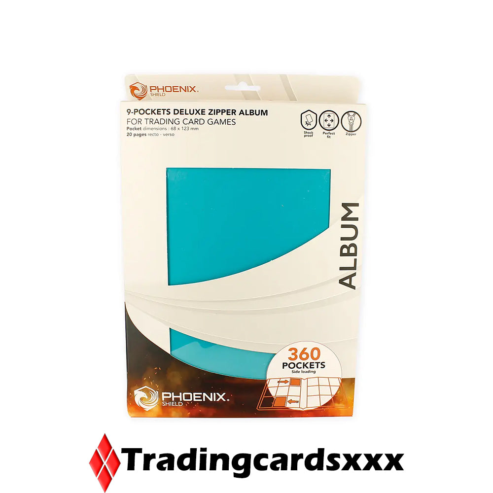 Phoenix Shield - Classeur Deluxe Zipper Album 360 cartes : Bleu Turquoise