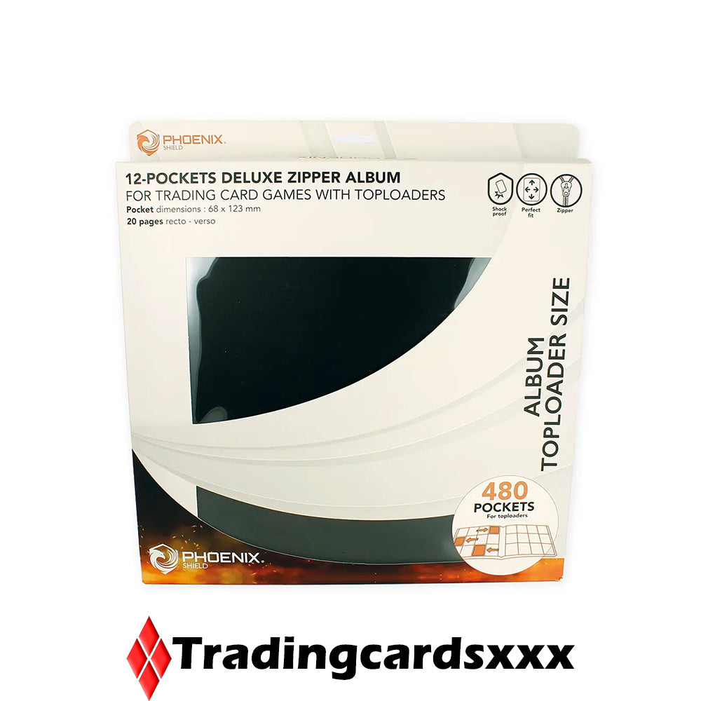 Phoenix Shield - Classeur 12-Pockets Deluxe Zipper Album 480 Toploader : Noir