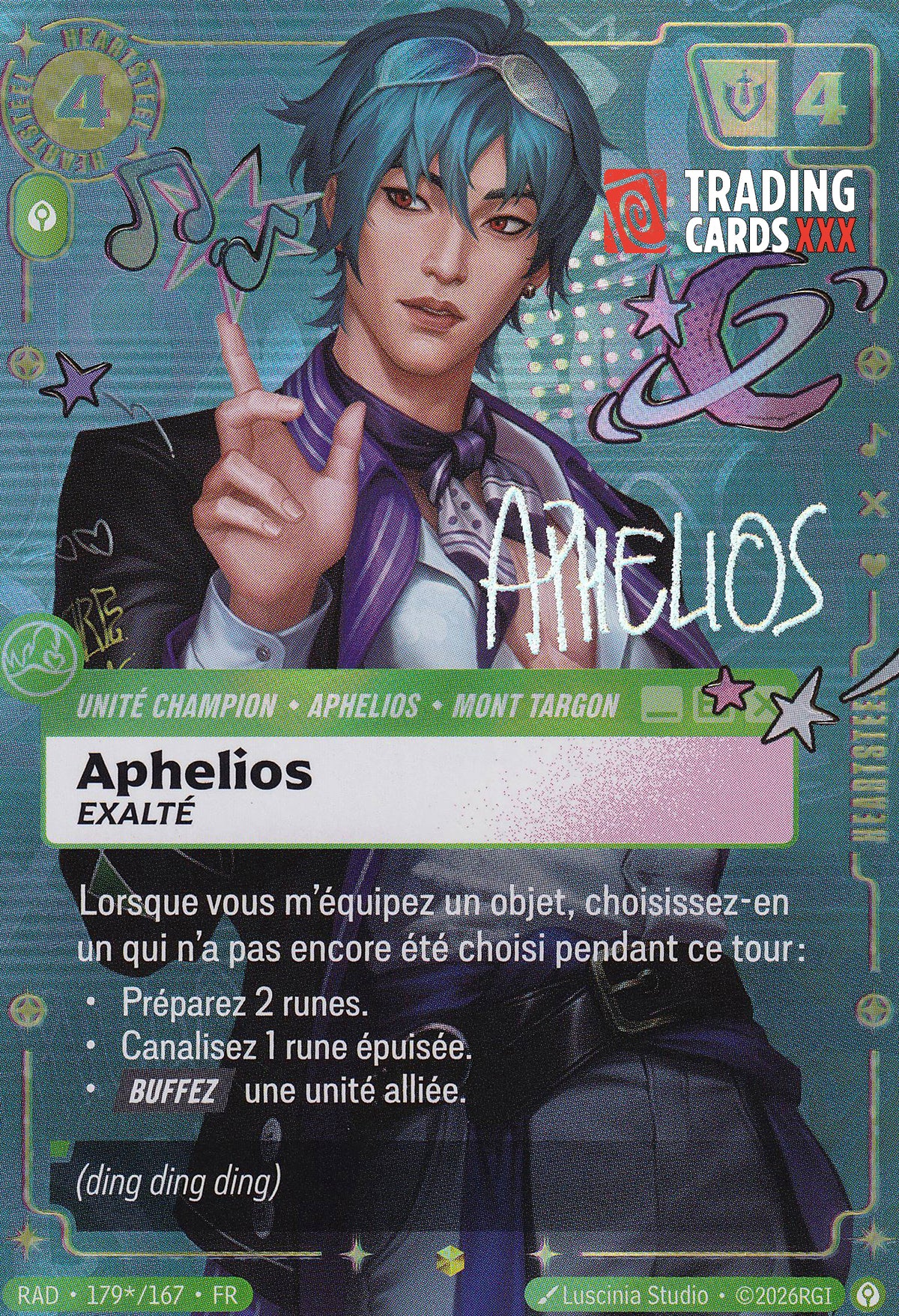 Riftbound - Aphelios, Exalté «HEARTSTEEL» : Sign SH RAD-179*/167 FR