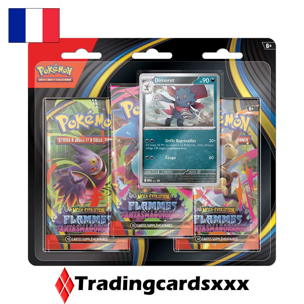 Pokémon - Lot de 2 Tri Pack de 3 boosters ME02 Flammes Fantasmagoriques : Farfuret & Dimoret