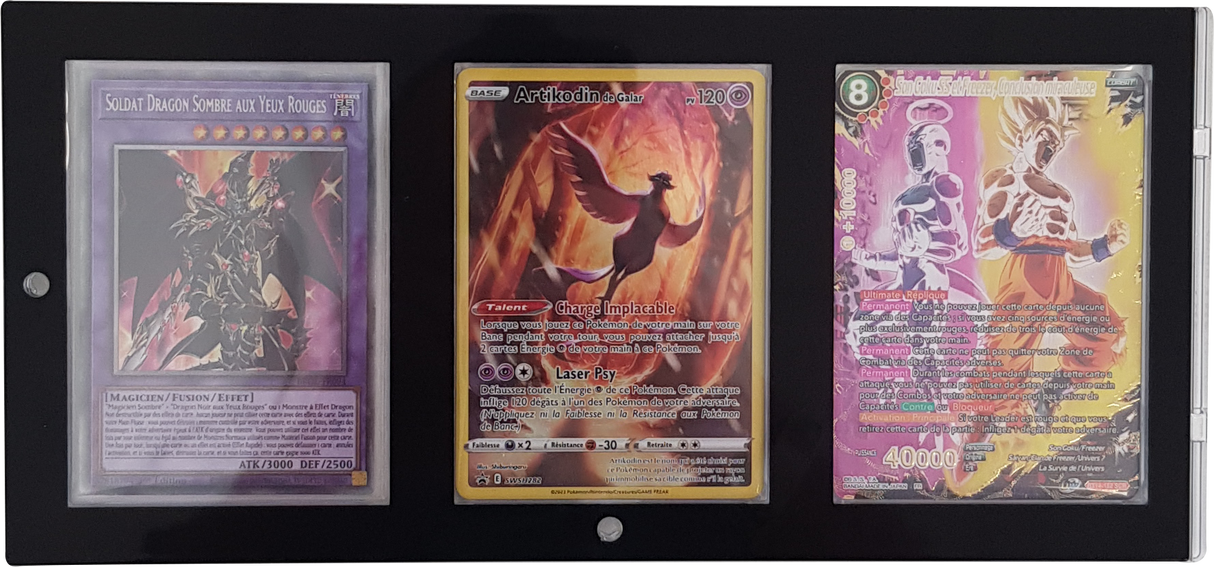 Ultra PRO - Présentoir 3 cartes en acrylique magnétique : One-Touch 35pt Three Cards Black Border