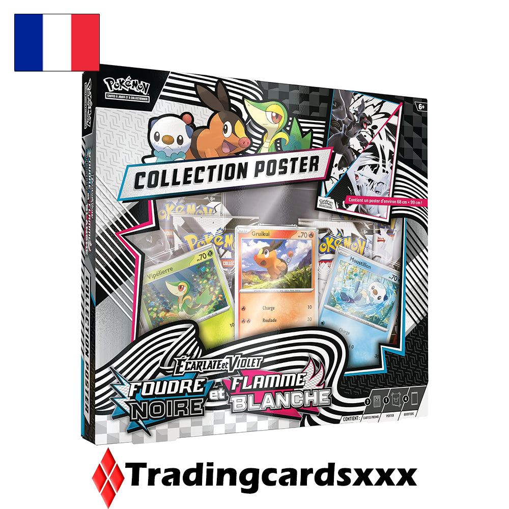 Pokémon - Coffret Collection Poster EV10.5 Foudre Noire et Flamme Blanche : Vipélierre, Gruikui et Moustillon