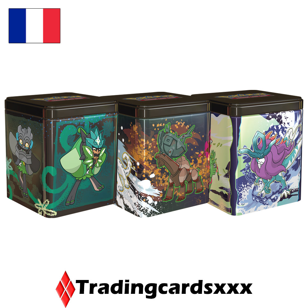 Pokémon - Lot de 3 Pokébox Tin Cube Mars 2025 : Trésors du Fléau / Paradoxe / Ogerpon