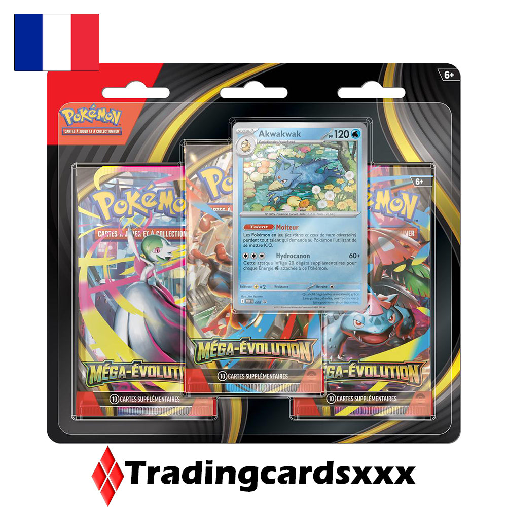 Pokémon - Lot de 2 Tri Pack de 3 boosters ME01 Méga-Évolution : Psykokwak & Akwakwak