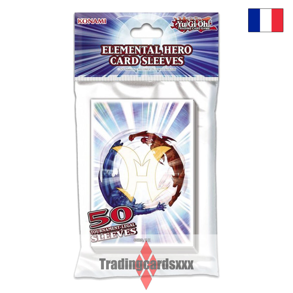 Konami - 50 Protèges Cartes Yu-Gi-Oh! Card Sleeves : Elemental Hero