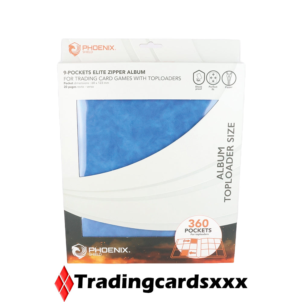 Phoenix Shield - Classeur 9-Pockets Elite Zipper Album 360 Toploader : Bleu