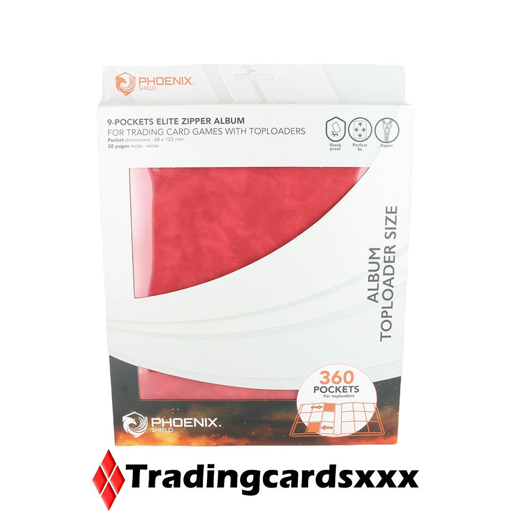 Phoenix Shield - Classeur 9-Pockets Elite Zipper Album 360 Toploader : Rouge