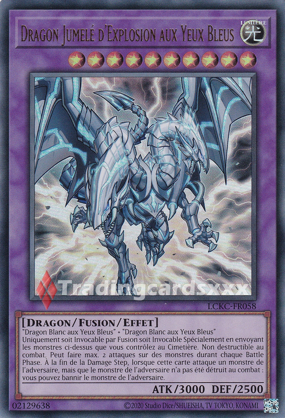 Yu-Gi-Oh! Dragon Jumelé d'Explosion aux Yeux Bleus : UR LCKC-FR058