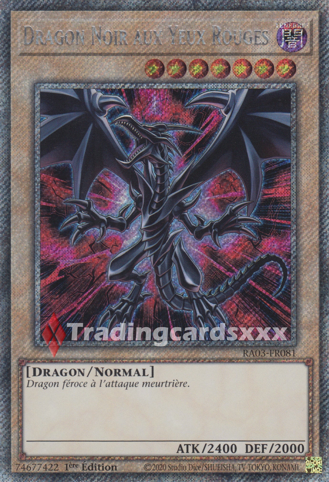 Carte Yu-Gi-Oh! LDS1-DE001 - Dragon Noir Aux Yeux Rouges (Édition 1ère, Ultra Rare, Allemand) - État Near Mint/Mint - 6