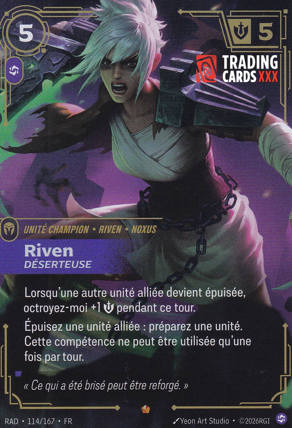 Riftbound - Riven, Déserteuse : EPIC RAD-114/167 FR