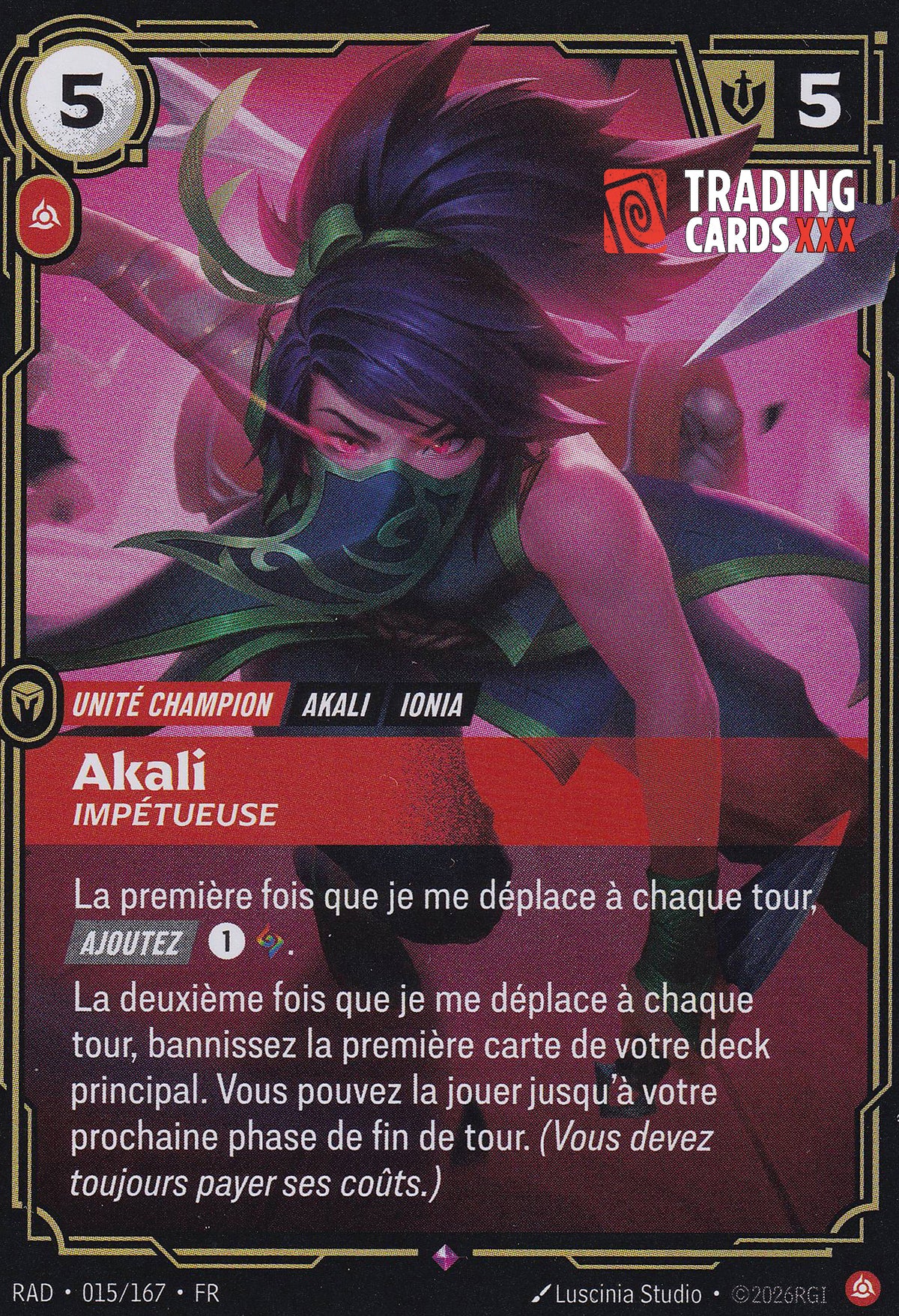 Riftbound - Akali, Impétueuse : R RAD-015/167 FR