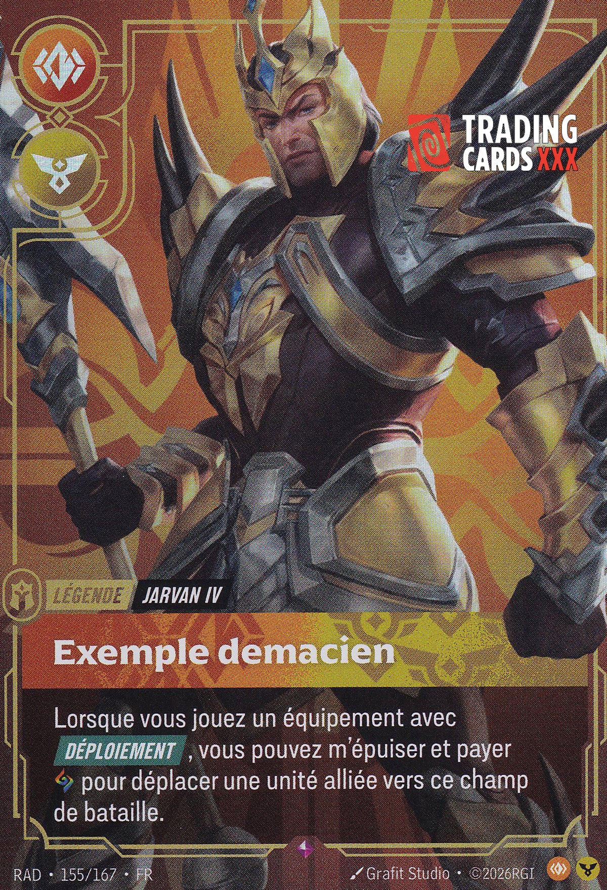Riftbound - Jarvan IV, Exemple demacien : R RAD-155/167 FR