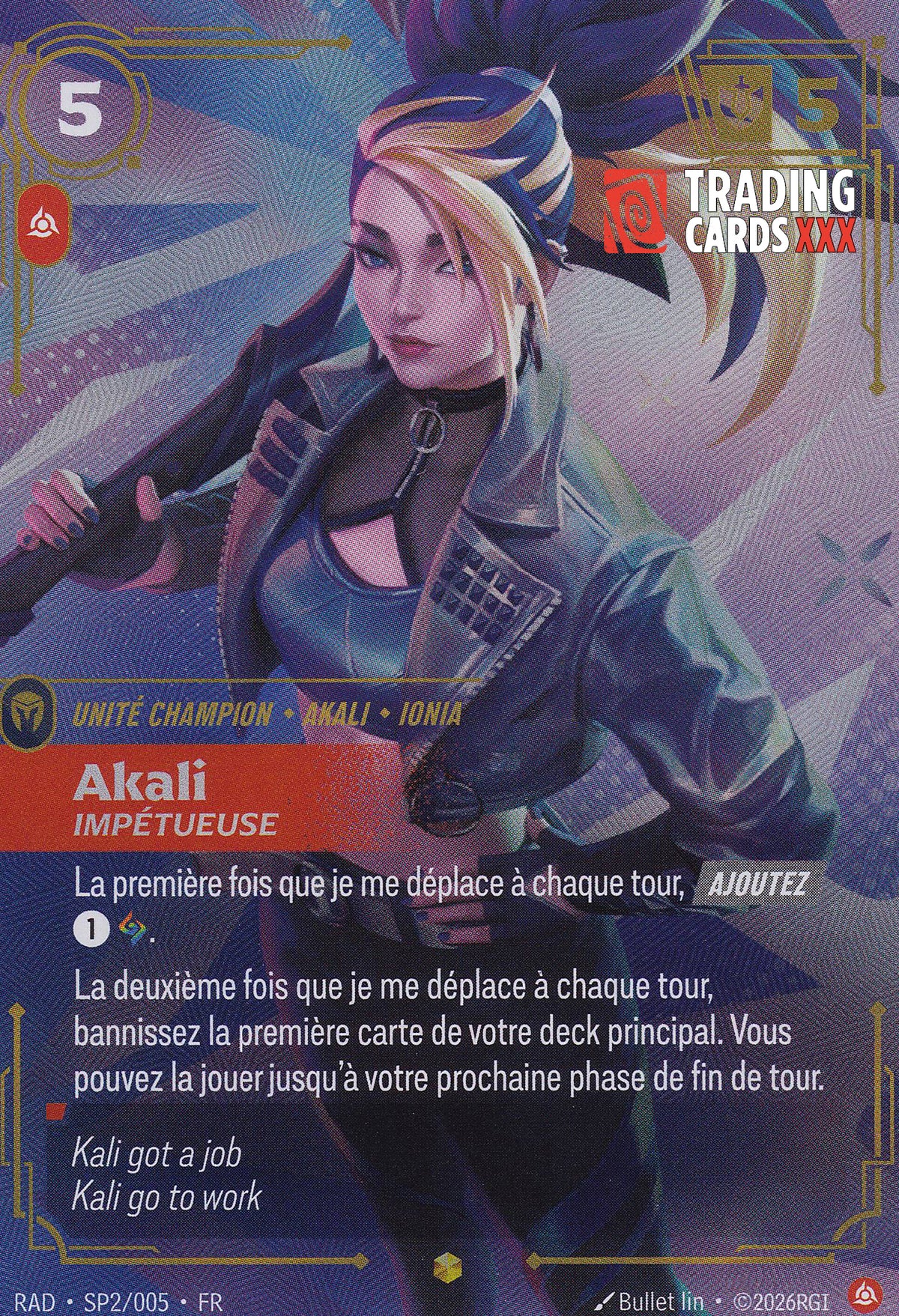 Riftbound - Akali, Impétueuse «KD/A» : Sp SH RAD-SP2/005 FR
