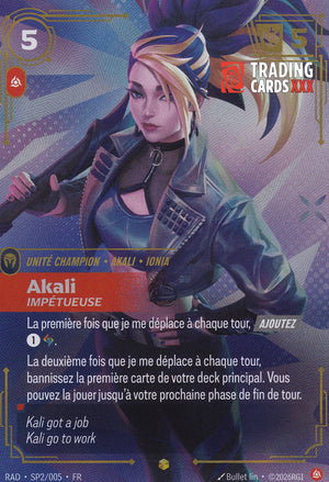 Riftbound - Akali, Impétueuse «KD/A» : Sp SH RAD-SP2/005 FR