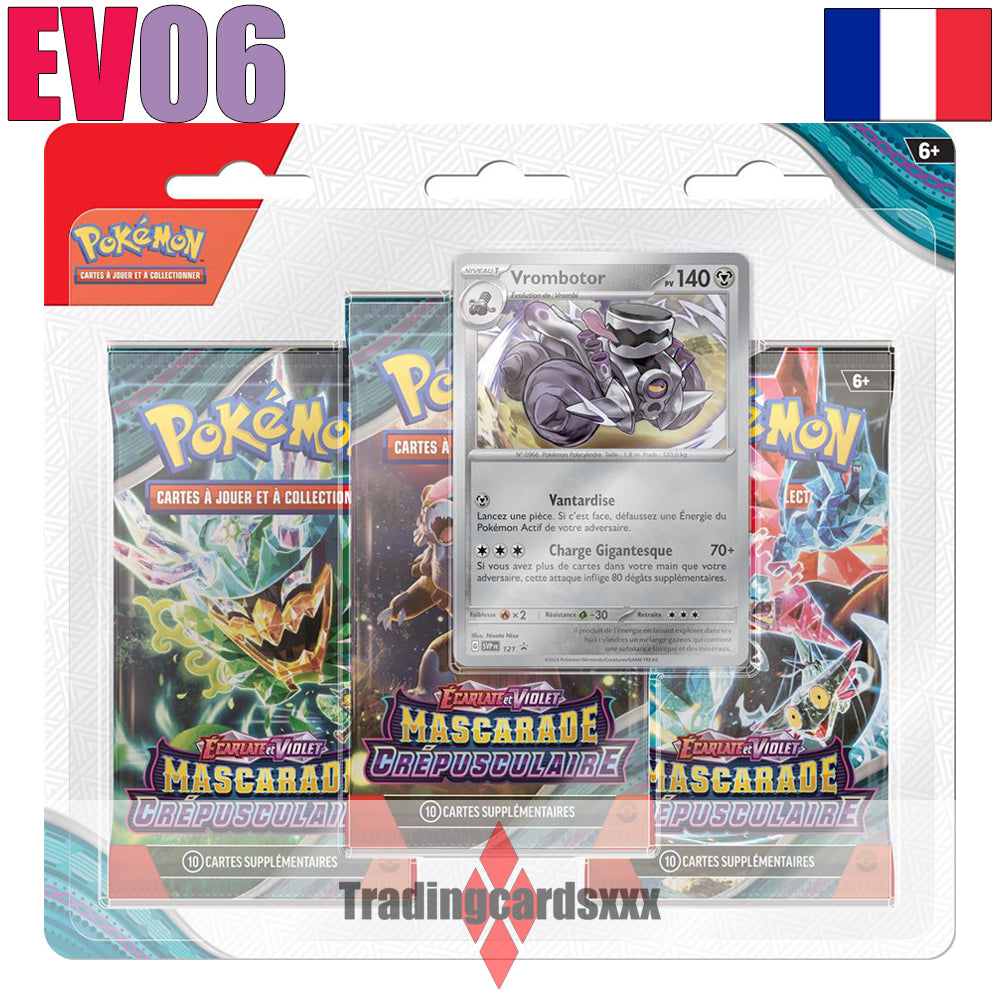 Pokémon - Tri Pack de 3 boosters EV06 Mascarade Crépusculaire : Vrombotor