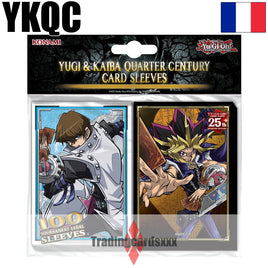 Konami - 100 Protèges Cartes Yu-Gi-Oh! Card Sleeves Quarter Century : Yugi & Kaiba