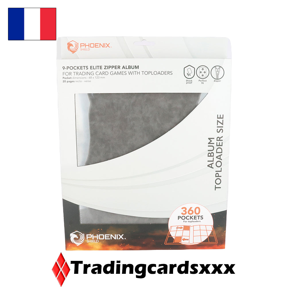 Phoenix Shield - Classeur 9-Pockets Elite Zipper Album 360 Toploader : Gris