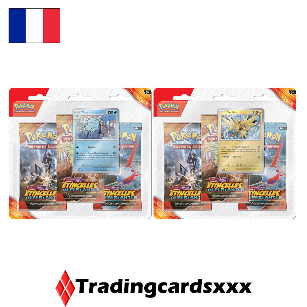 Pokémon - Lot de 2 Tri Pack de 3 boosters EV08 Étincelles Déferlantes : Maraiste & Électhor