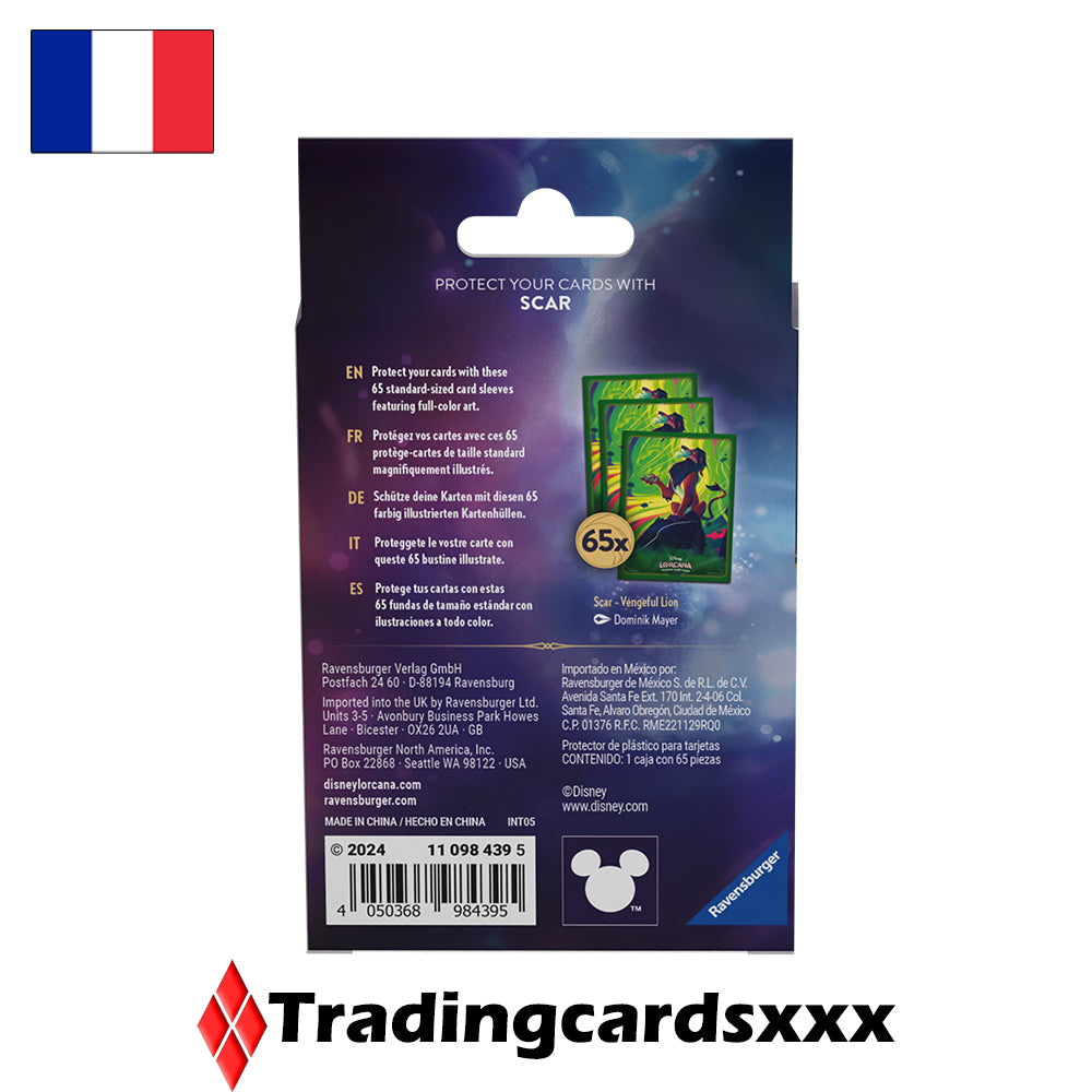 Disney Lorcana TCG - 65 Protèges Cartes STANDARD Sleeves : Scar