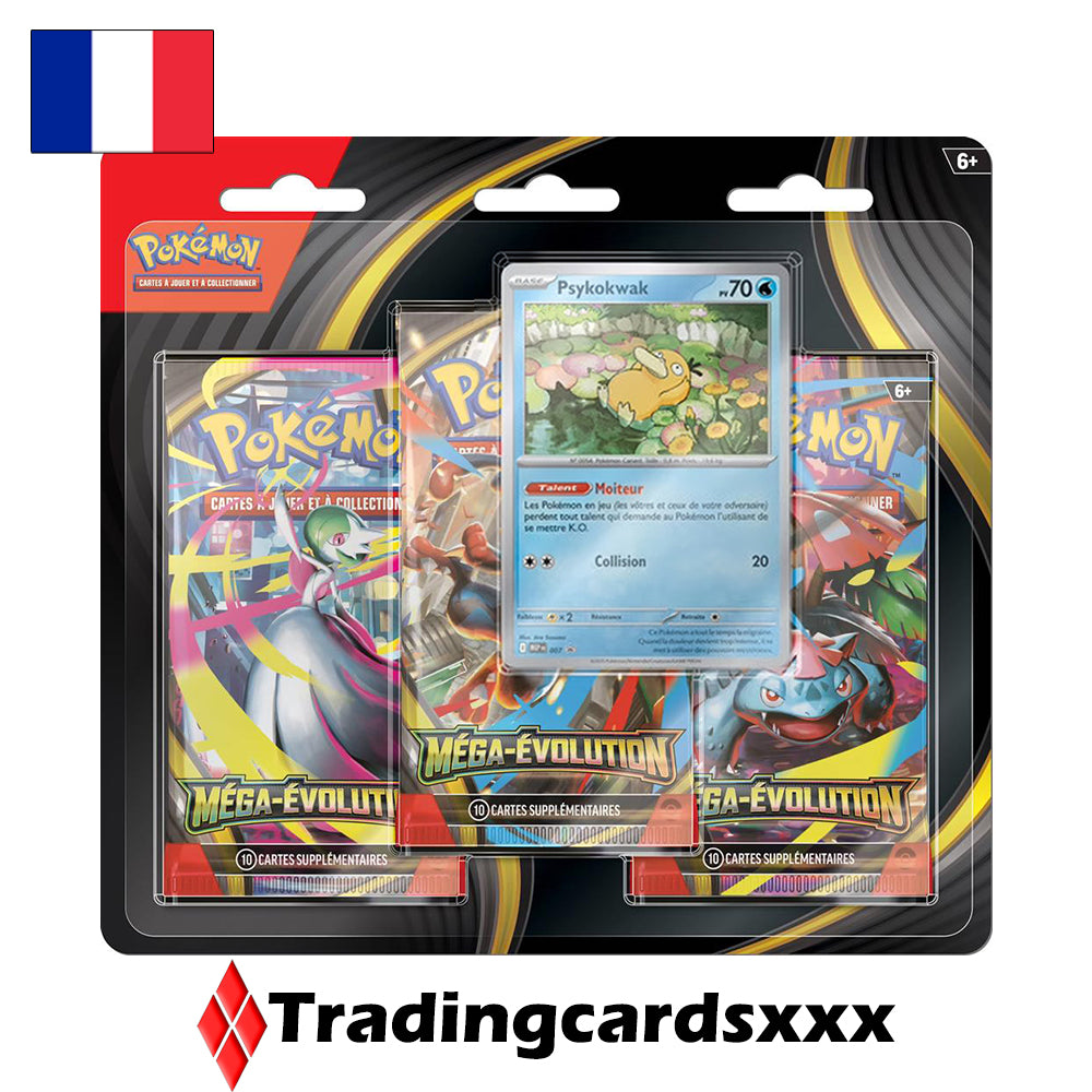 Pokémon - Lot de 2 Tri Pack de 3 boosters ME01 Méga-Évolution : Psykokwak & Akwakwak
